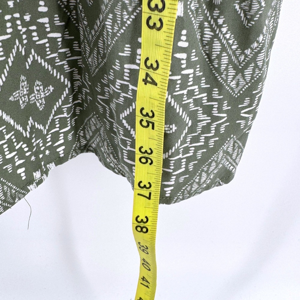 Torrid Babydoll Dress Size 0 Olive Green Geometric Print Tiered Pocket Tank - Picture 7 of 9